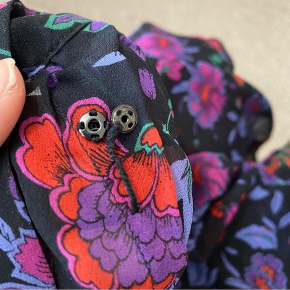 Veronica Beard Cicely Silk Floral Blouse Sheer Balloon Sleeve Size 8 - Picture 10 of 13